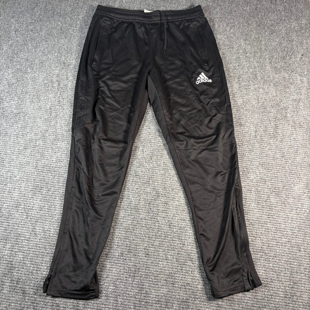 Adidas Tiro Training Pants Mens L Black Excellent Tapered Ankle Zip Track Jogger